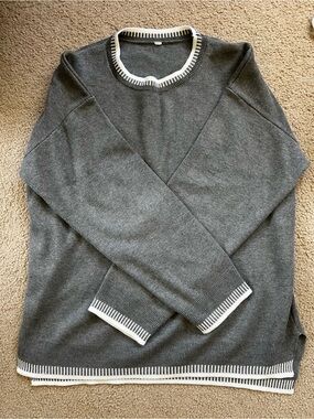 Gray/Cream Luxe Merino Wool Lounging Set - Size 8/10
